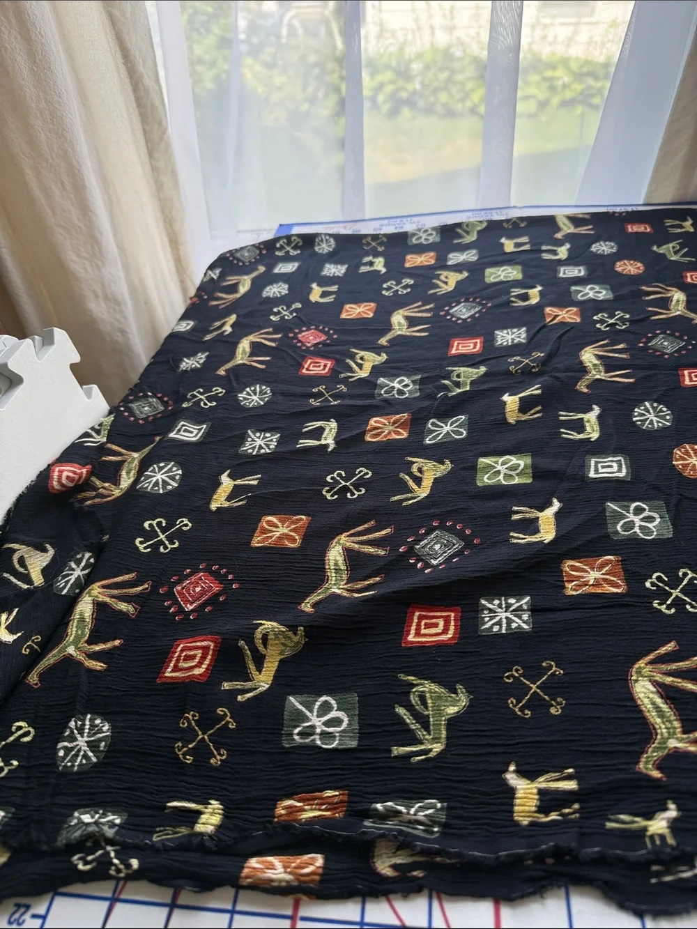 Modernist Horse Novelty Print Crepe Fabric 2+ Yards x 48”